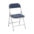 Foldable Metal Chair with Padded Seat in Blue Fabric