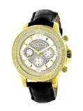 Premium Premium Men's Diamond Black Watch with Two Extra Leather Straps