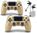 Premium Like New PlayStation 4 DualShock Wireless Gold 2 Controller with Earbuds BOLT AXTION Bundle