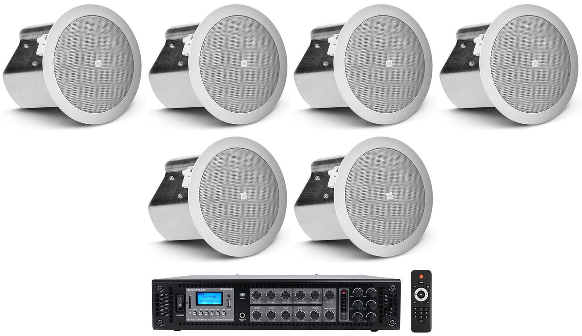 Premium 6) JBL CONTROL 14C/T 4" In-Ceiling Speakers+Receiver Amp For Restaurant/Bar/Cafe - Great Deal!