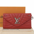Pre-Owned Louis Vuitton LOUIS VUITTON New Wave Long Wallet with Hook Quilted Red (Like New) - Great Deal!