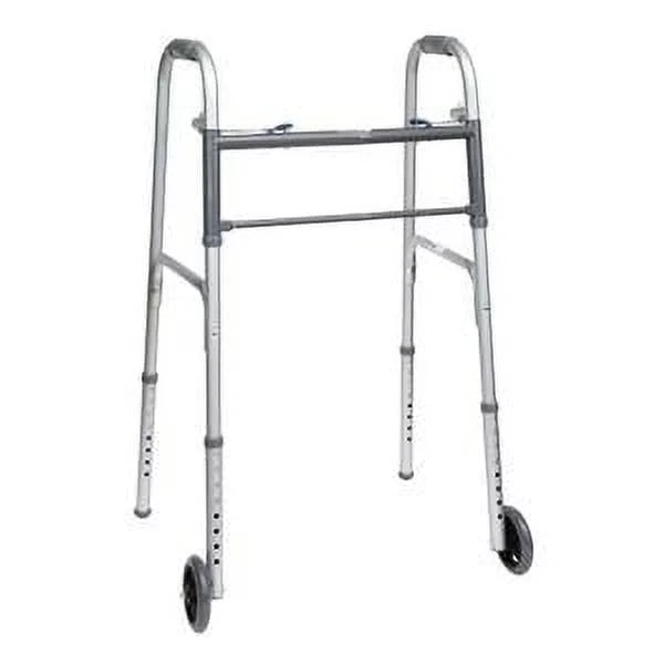 ProBasics Steel Adult Walker 2 Button w/ wheels, 350 lb Weight Capacity - Great Deal!