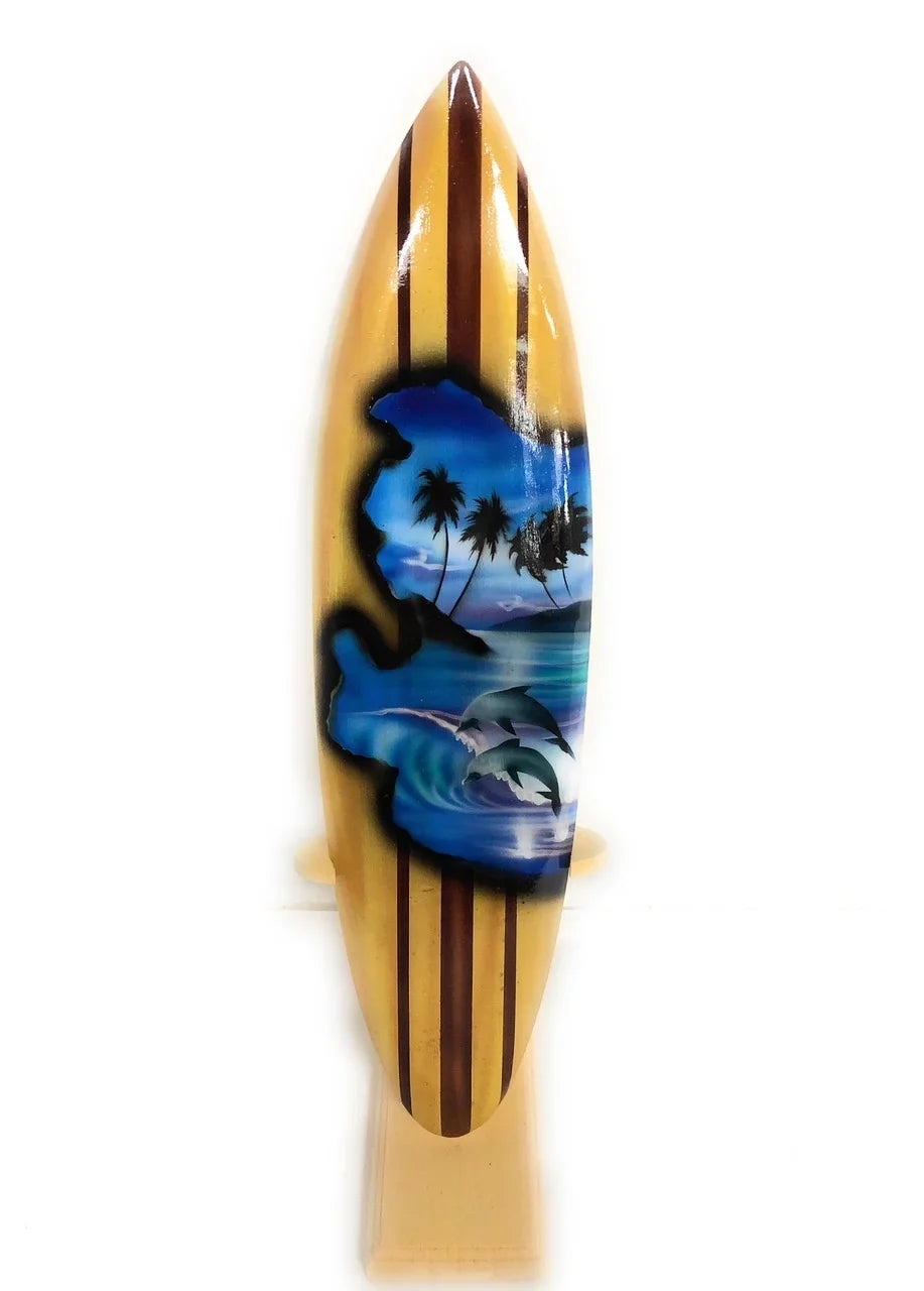 Premium Surfboard w/ Stand Dolphins Design 16" - Trophy | #lea04b40