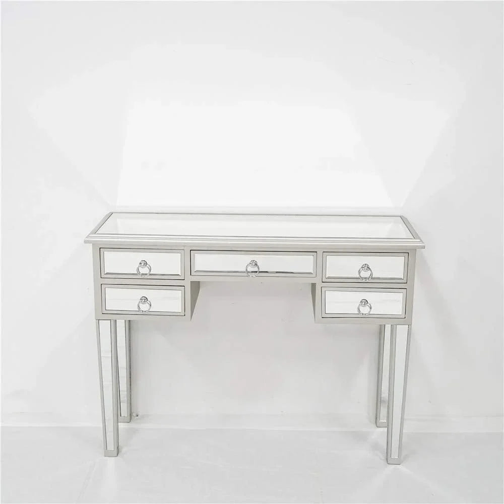 Premium Premium TJUNBOLIFE Mirrored Console Table 5-Drawer Console Sofa Entry Table with Two Drawers Antique Silver/Mirror